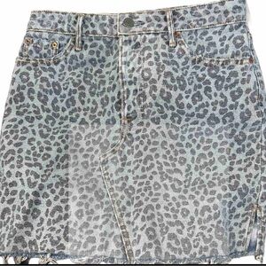 GRLFRND Blaire mini skirt denim leopard print jean skirt 26